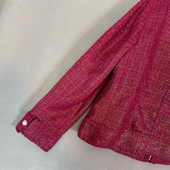 Chico's Jacket Women Size 12/14 Tweed Full Zip Glam Buttons Pockets Classic - Picture 12 of 16